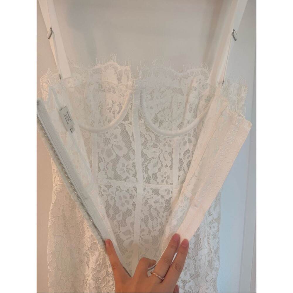 🆕 Helsa the lace column white maxi dress w strap, evening party long dress - Picture 13 of 16